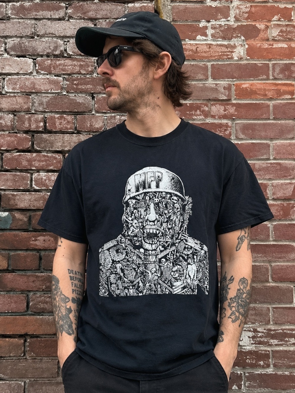 Vintage M.F.P. Boston Hardcore Punk Band Skull Graphic Tee Black Size L
